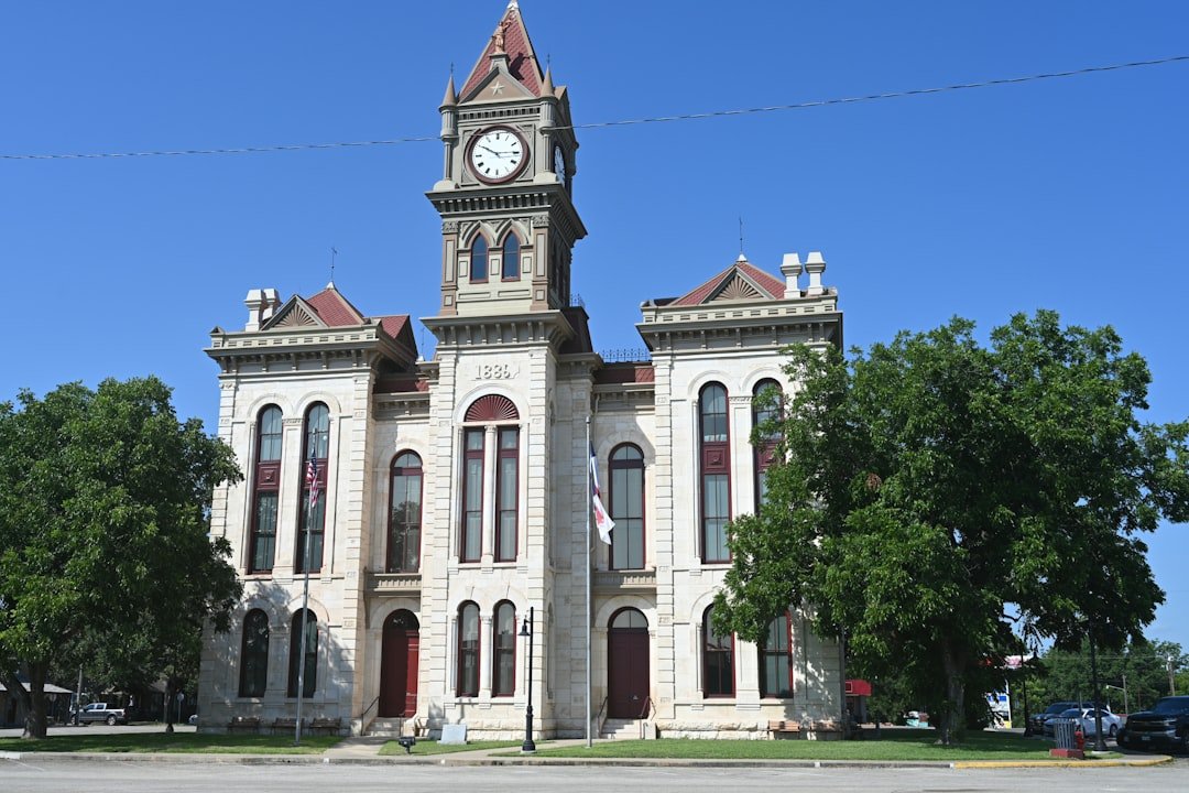 An old courthouse with a clock tower.