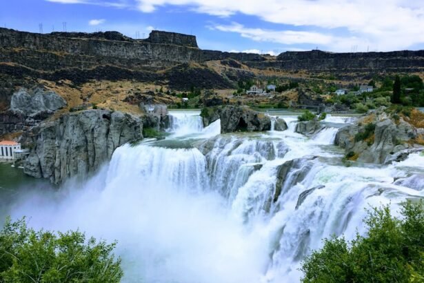 aerial photography of waterfalls
